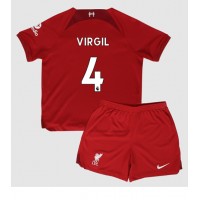Liverpool Virgil van Dijk #4 Fußballbekleidung Heimtrikot Kinder 2022-23 Kurzarm (+ kurze hosen)